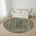 thumbnail image 1 of Addison Rugs Mayfield Premium Machine Washable Transitional Geometric Olive Round Rug, 8' x 8', 1 of 6
