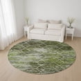 thumbnail image 1 of Addison Rugs Mayfield Premium Machine Washable Transitional Geometric Olive Round Rug, 8' x 8', 1 of 6