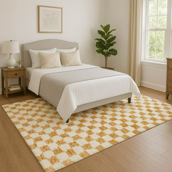 Addison Rugs Mayfield Premium Machine Washable Transitional Geometric Orange Rectangle Rug, 5' x 7'6"
