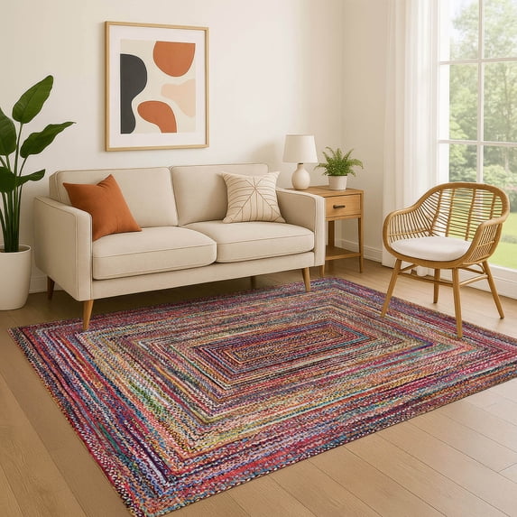 Addison Rugs Mayfield Premium Machine Washable Transitional Geometric Paprika Rectangle Rug, 5' x 7'6"