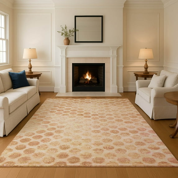 Addison Rugs Mayfield Premium Machine Washable Transitional Geometric Peach Rectangle Rug, 3' X 5' Machine Washable Transitional Geometric Peach Oversized Sherpa Throw Blanket