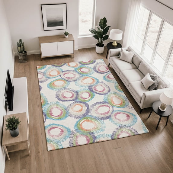 Addison Rugs Mayfield Premium Machine Washable Transitional Geometric Pearl Rectangle Rug, 10' x 14'