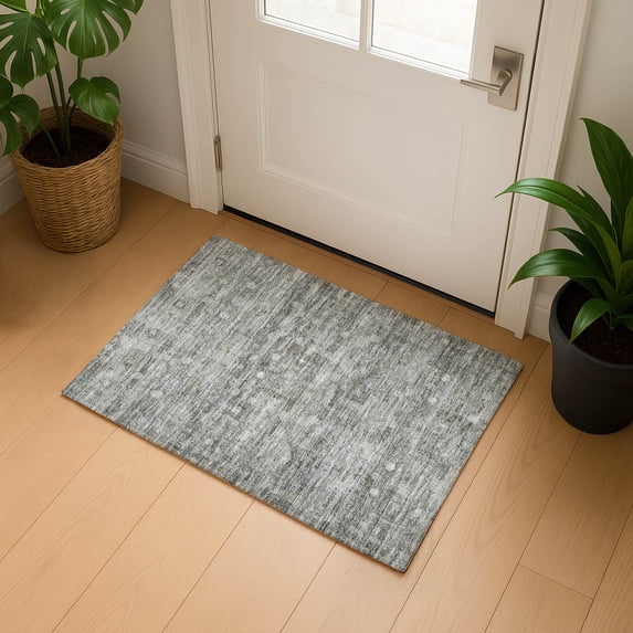 Addison Rugs Mayfield Premium Machine Washable Transitional Geometric Pewter Rectangle Rug, 1'8" x 2'6"