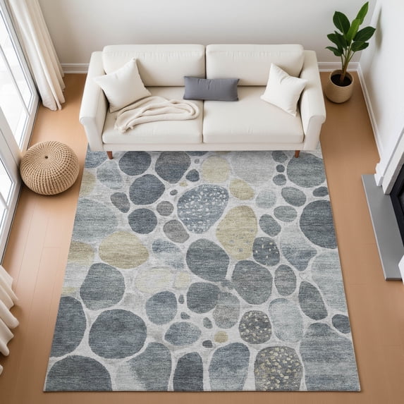 Addison Rugs Mayfield Premium Machine Washable Transitional Geometric Pewter Rectangle Rug, 2'6" x 3'10"