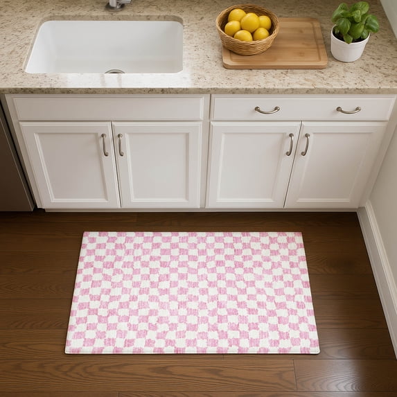 Addison Rugs Mayfield Premium Machine Washable Transitional Geometric Pink Rectangle Rug, 1'8" x 2'6"