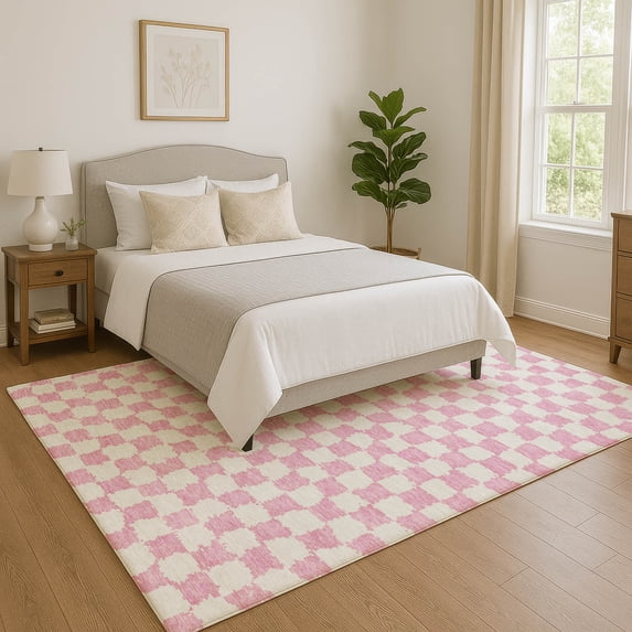 Addison Rugs Mayfield Premium Machine Washable Transitional Geometric Pink Rectangle Rug, 2'6" x 3'10"