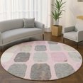 thumbnail image 1 of Addison Rugs Mayfield Premium Machine Washable Transitional Geometric Pink Round Rug, 8' x 8', 1 of 6