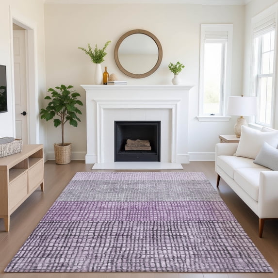Addison Rugs Mayfield Premium Machine Washable Transitional Geometric Plum Rectangle Rug, 5' x 7'6"