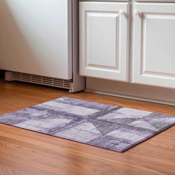 Addison Rugs Mayfield Premium Machine Washable Transitional Geometric Purple Rectangle Rug, 1'8" x 2'6"