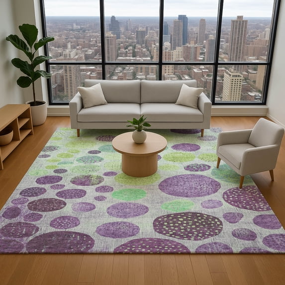 Addison Rugs Mayfield Premium Machine Washable Transitional Geometric Purple Rectangle Rug, 3' x 5'