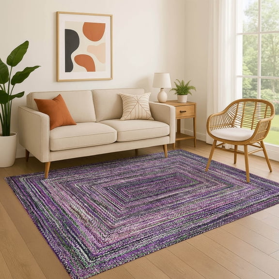 Addison Rugs Mayfield Premium Machine Washable Transitional Geometric Purple Rectangle Rug, 5' x 7'6"