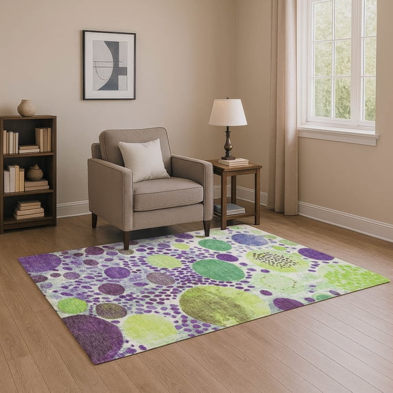 Addison Rugs Mayfield Premium Machine Washable Transitional Geometric Purple Rectangle Rug, 9' x 12'