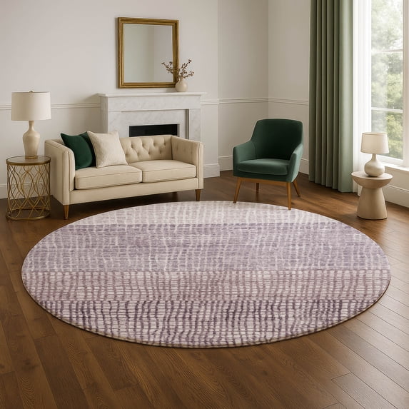 Addison Rugs Mayfield Premium Machine Washable Transitional Geometric Purple Round Rug, 8' x 8'