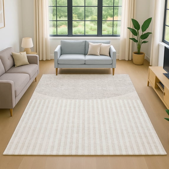 Addison Rugs Mayfield Premium Machine Washable Transitional Geometric Putty Rectangle Rug, 8' x 10'