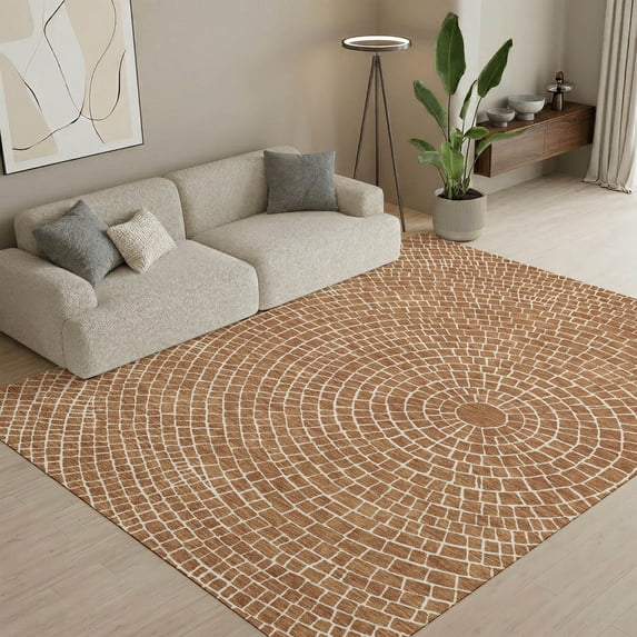 Addison Rugs Mayfield Premium Machine Washable Transitional Geometric Rust Rectangle Rug, 9' x 12'