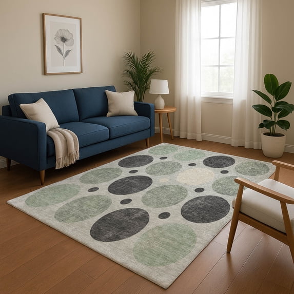 Addison Rugs Mayfield Premium Machine Washable Transitional Geometric Sage Rectangle Rug, 2'6" x 3'10"