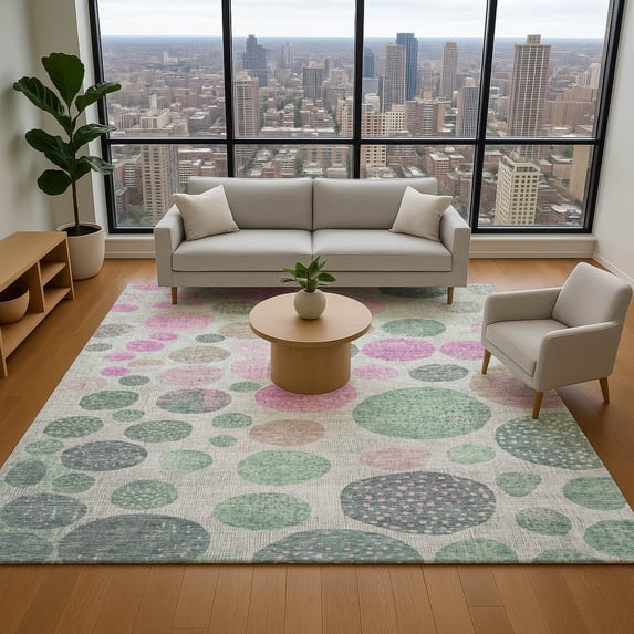 Addison Rugs Mayfield Premium Machine Washable Transitional Geometric Sage Rectangle Rug, 5' x 7'6"