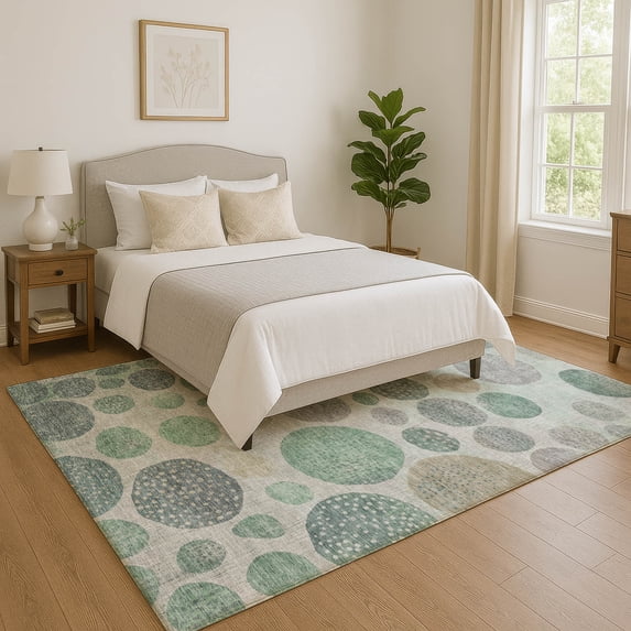 Addison Rugs Mayfield Premium Machine Washable Transitional Geometric Sage Rectangle Rug, 5' x 7'6"