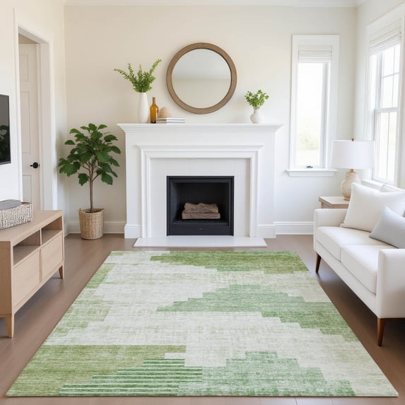 Addison Rugs Mayfield Premium Machine Washable Transitional Geometric Sage Rectangle Rug, 8' x 10'