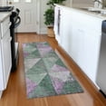 thumbnail image 1 of Addison Rugs Mayfield Premium Machine Washable Transitional Geometric Sage Runner Rug, 2'3" X 7'6" Machine Washable Transitional Geometric Sage Oversized Sherpa Throw Blanket, 1 of 6
