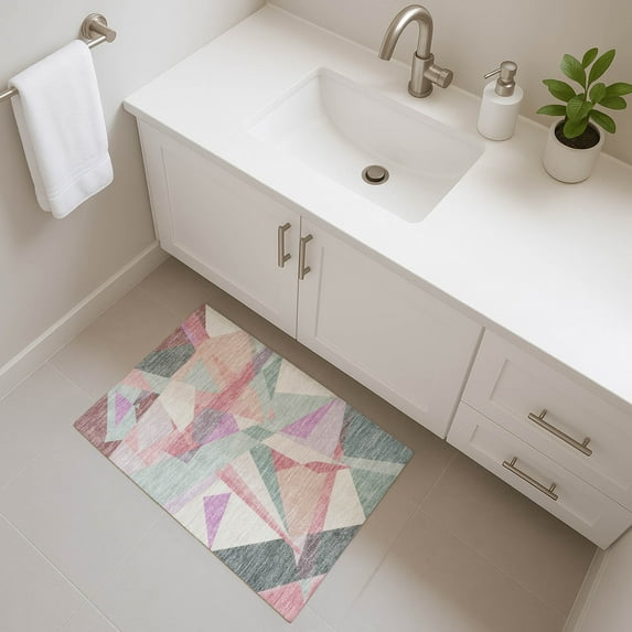 Addison Rugs Mayfield Premium Machine Washable Transitional Geometric Seafoam Rectangle Rug, 1'8" X 2'6" Machine Washable Transitional Geometric Seafoam Oversized Sherpa Throw Blanket