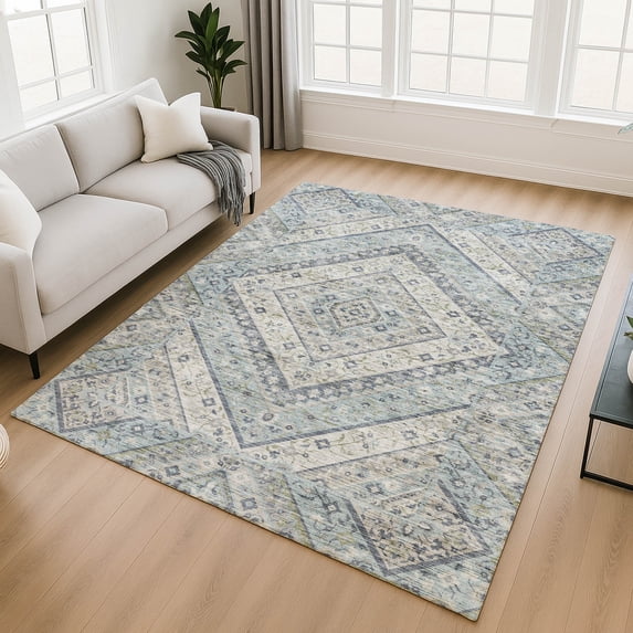 Addison Rugs Mayfield Premium Machine Washable Transitional Geometric Sky Rectangle Rug, 10' x 14'