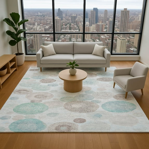 Addison Rugs Mayfield Premium Machine Washable Transitional Geometric Sky Rectangle Rug, 10' x 14'