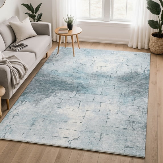 Addison Rugs Mayfield Premium Machine Washable Transitional Geometric Sky Rectangle Rug, 10' x 14'