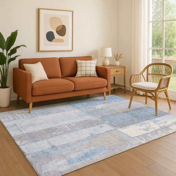 Addison Rugs Mayfield Premium Machine Washable Transitional Geometric Sky Rectangle Rug, 5' x 7'6"