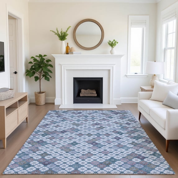 Addison Rugs Mayfield Premium Machine Washable Transitional Geometric Sky Rectangle Rug, 5' x 7'6"
