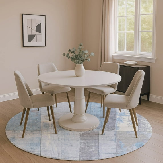 Addison Rugs Mayfield Premium Machine Washable Transitional Geometric Sky Round Rug, 8' x 8'
