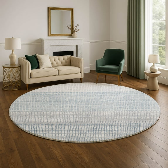 Addison Rugs Mayfield Premium Machine Washable Transitional Geometric Sky Round Rug, 8' x 8'