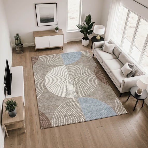 Addison Rugs Mayfield Premium Machine Washable Transitional Geometric Taupe Rectangle Rug, 10' x 14'