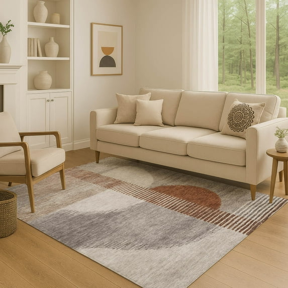 Addison Rugs Mayfield Premium Machine Washable Transitional Geometric Taupe Rectangle Rug, 10' x 14'