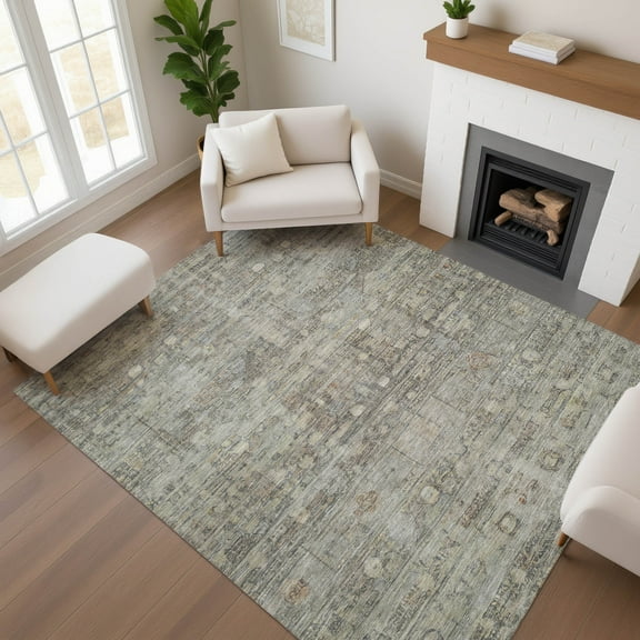 Addison Rugs Mayfield Premium Machine Washable Transitional Geometric Taupe Rectangle Rug, 10' x 14'