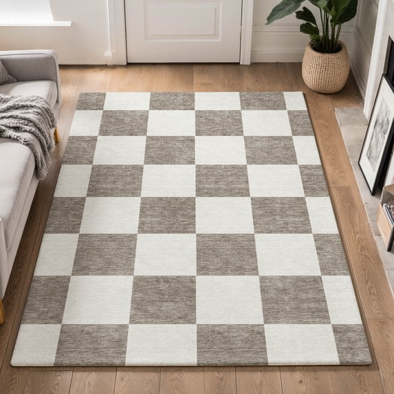 Addison Rugs Mayfield Premium Machine Washable Transitional Geometric Taupe Rectangle Rug, 3' x 5'
