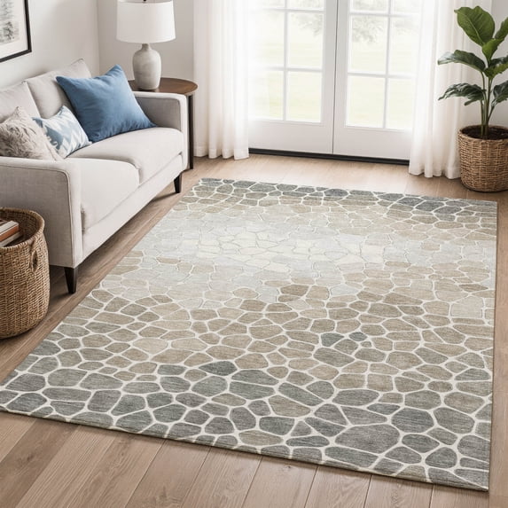 Addison Rugs Mayfield Premium Machine Washable Transitional Geometric Taupe Rectangle Rug, 8' x 10'