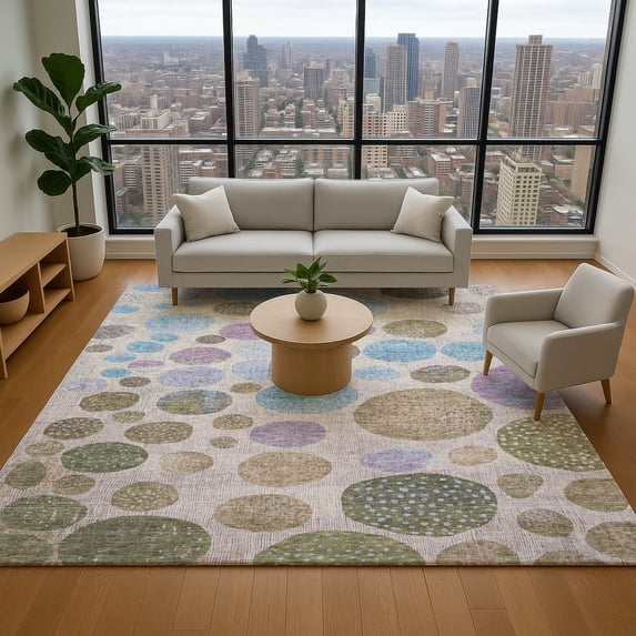 Addison Rugs Mayfield Premium Machine Washable Transitional Geometric Taupe Rectangle Rug, 9' x 12'