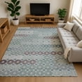 thumbnail image 1 of Addison Rugs Mayfield Premium Machine Washable Transitional Geometric Teal Rectangle Rug, 10' X 14' Machine Washable Transitional Geometric Teal Oversized Sherpa Throw Blanket, 1 of 7