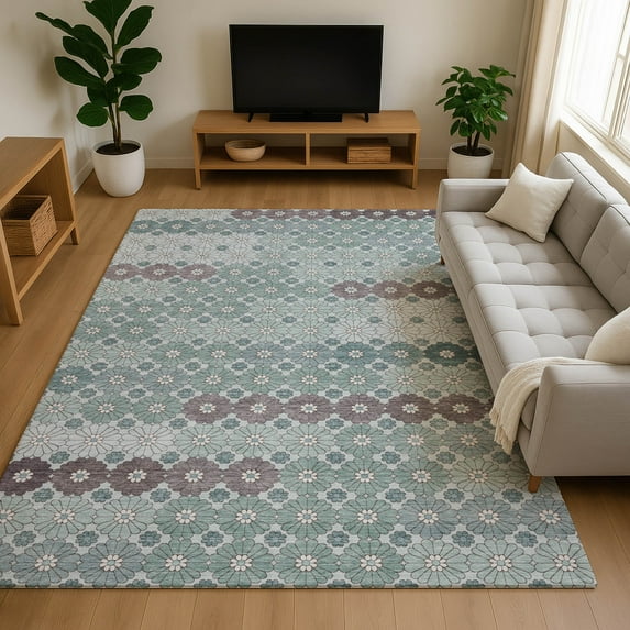 Addison Rugs Mayfield Premium Machine Washable Transitional Geometric Teal Rectangle Rug, 10' X 14' Machine Washable Transitional Geometric Teal Oversized Sherpa Throw Blanket