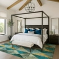 thumbnail image 1 of Addison Rugs Mayfield Premium Machine Washable Transitional Geometric Teal Rectangle Rug, 10' X 14' Machine Washable Transitional Geometric Teal Oversized Sherpa Throw Blanket, 1 of 7