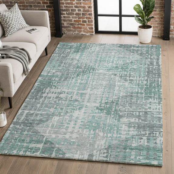 Addison Rugs Mayfield Premium Machine Washable Transitional Geometric Teal Rectangle Rug, 10' X 14' Machine Washable Transitional Geometric Teal Oversized Sherpa Throw Blanket