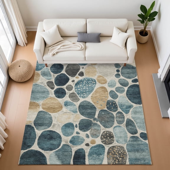 Addison Rugs Mayfield Premium Machine Washable Transitional Geometric Teal Rectangle Rug, 10' x 14'