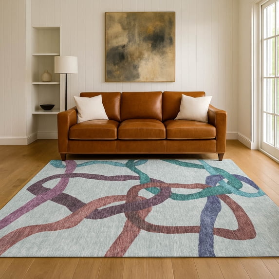 Addison Rugs Mayfield Premium Machine Washable Transitional Geometric Teal Rectangle Rug, 10' x 14'