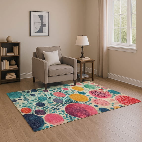 Addison Rugs Mayfield Premium Machine Washable Transitional Geometric Teal Rectangle Rug, 3' x 5'