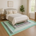 thumbnail image 1 of Addison Rugs Mayfield Premium Machine Washable Transitional Geometric Teal Rectangle Rug, 5' x 7'6", 1 of 7