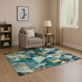 thumbnail image 1 of Addison Rugs Mayfield Premium Machine Washable Transitional Geometric Teal Rectangle Rug, 8' x 10', 1 of 7