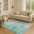 thumbnail image 1 of Addison Rugs Mayfield Premium Machine Washable Transitional Geometric Teal Rectangle Rug, 8' x 10', 1 of 7