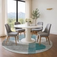 thumbnail image 1 of Addison Rugs Mayfield Premium Machine Washable Transitional Geometric Teal Round Rug, 8' x 8', 1 of 6
