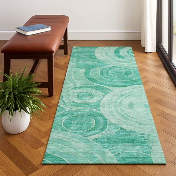 Addison Rugs Mayfield Premium Machine Washable Transitional Geometric Teal Runner Rug, 2'3" x 7'6"